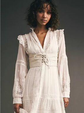 Free People White Hastings Corset Belt NWT